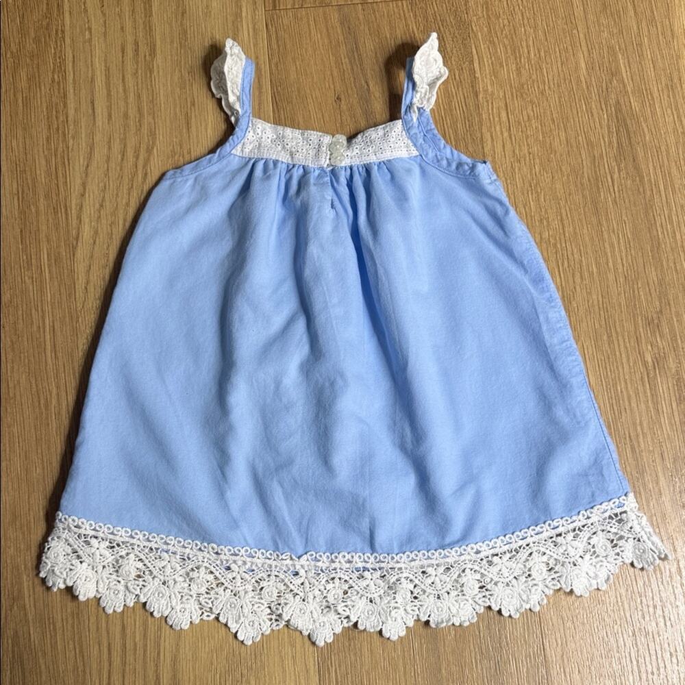 Maggie & Zoe Light Blue Dress with White Lace Size 6-9 Months